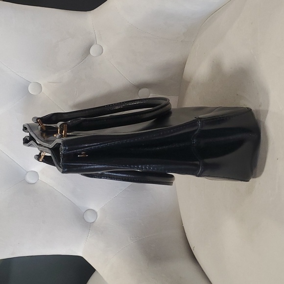 Vtg Tory burch black leather top handle shoulder bag - Picture 6 of 17